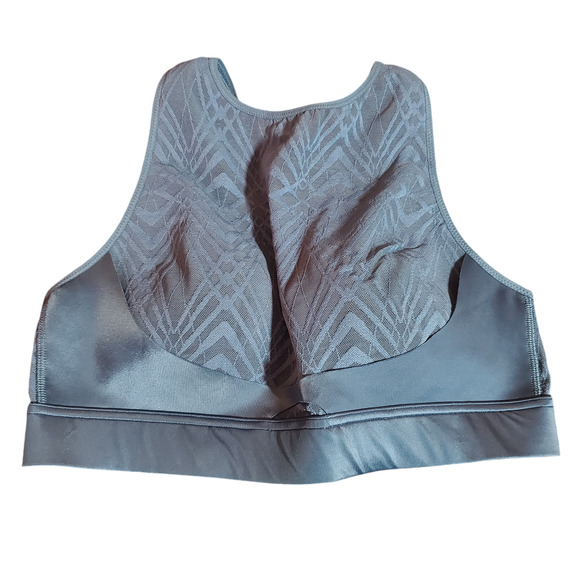 Victoria's Secret ON POINT Blue Mesh Lace High Neck Sports Bra 34B Molded Cups - Picture 2 of 15